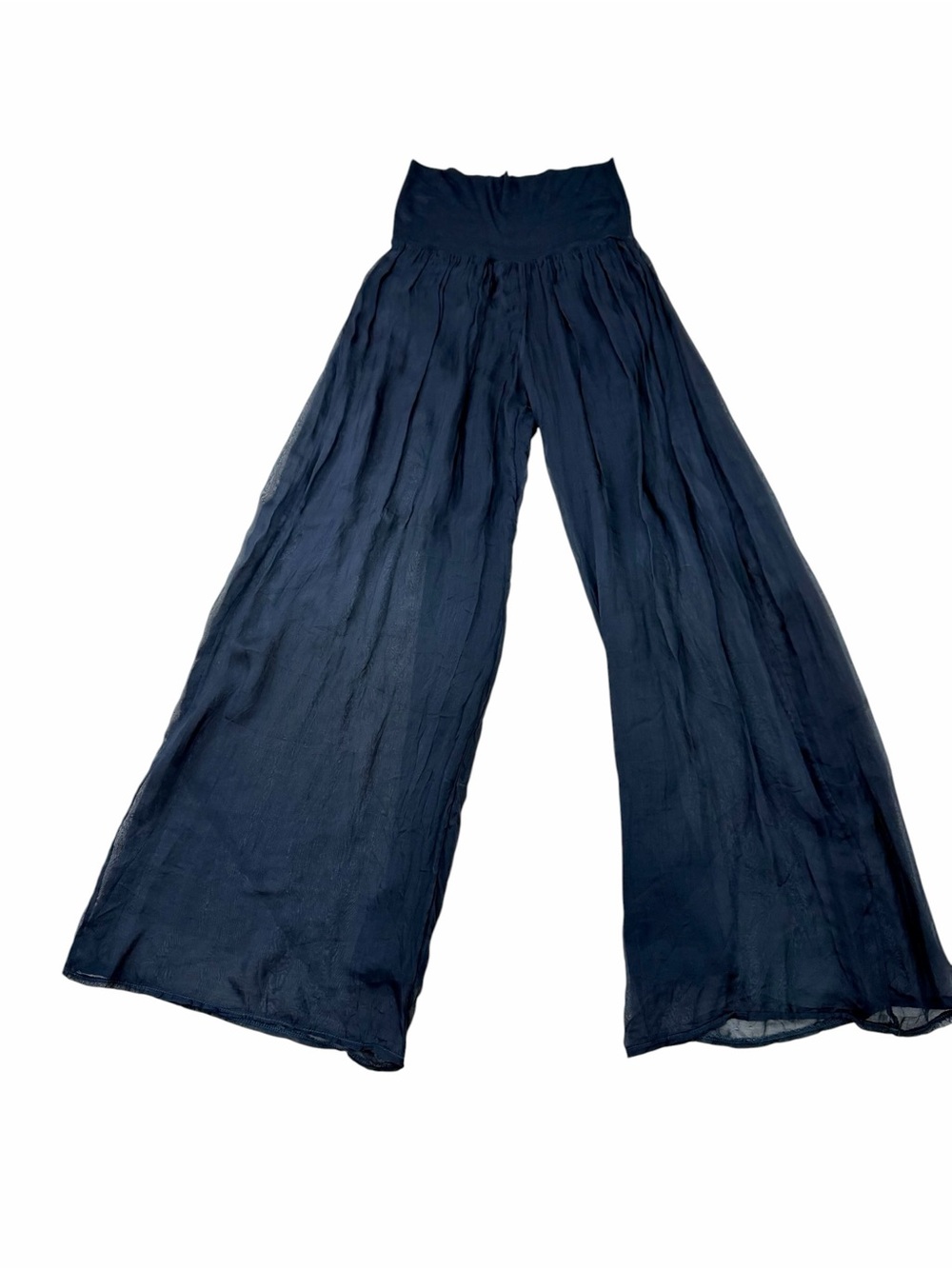 Made in Italy Wide-Leg Palazzo Silk Blend Pants